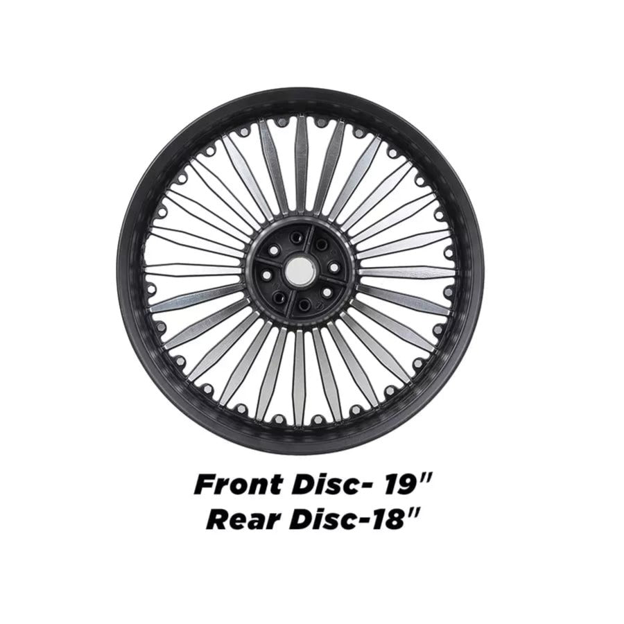 Heavy Duty Alloy Wheel for Front Tire Disc Brake Bullet Classic 350 OR 500 &Thunderbird 300X OR 500X Black 2pc