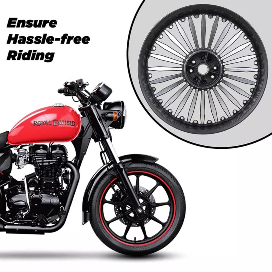 Heavy Duty Alloy Wheel for Front Tire Disc Brake Bullet Classic 350 OR 500 &Thunderbird 300X OR 500X Black 2pc
