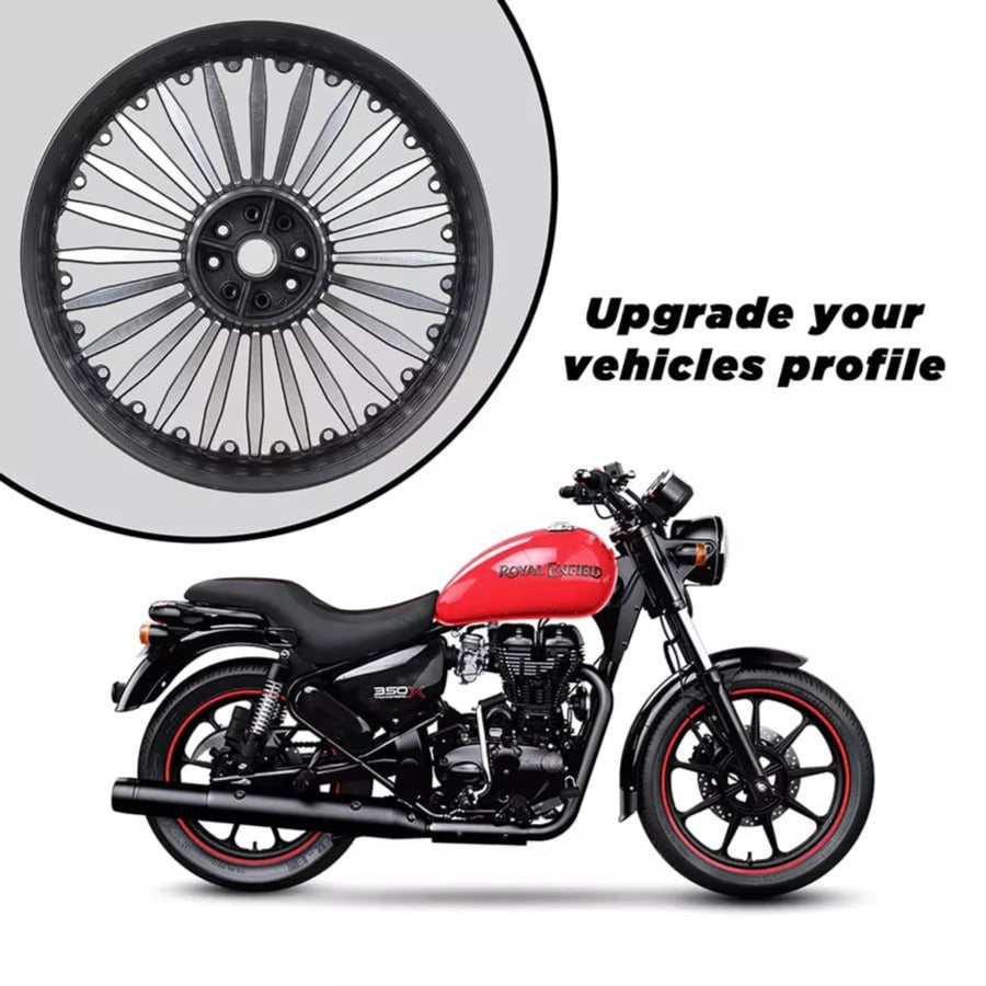 Heavy Duty Alloy Wheel for Front Tire Disc Brake Bullet Classic 350 OR 500 &Thunderbird 300X OR 500X Black 2pc